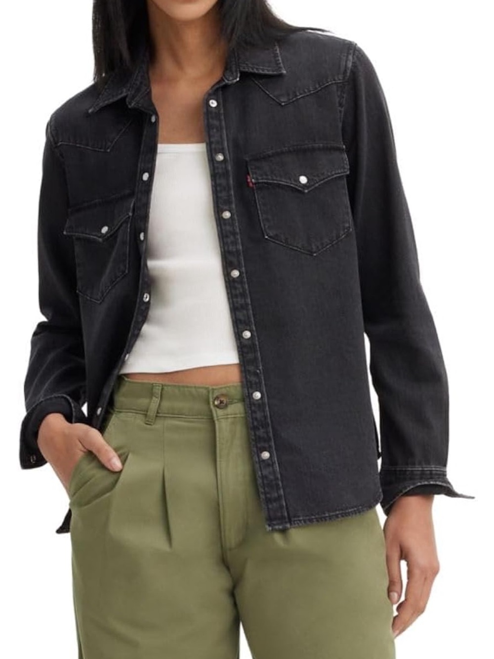 Levi's Black Denim Snap-Front